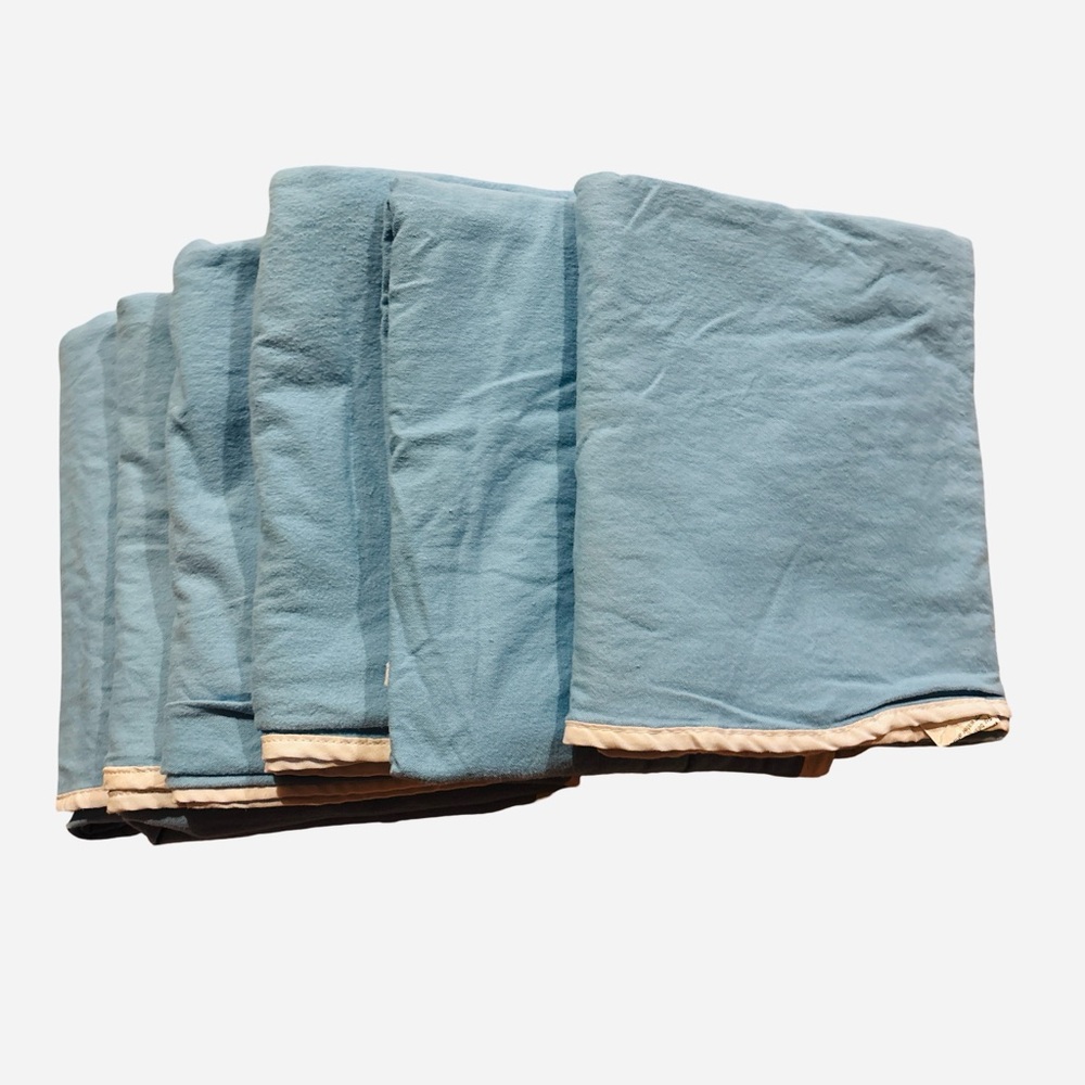 Soft Blue Blankets 35.5x47 with White Trim Set of 6